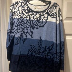NWT Sz 2x Alfred Dunner blue floral sweater